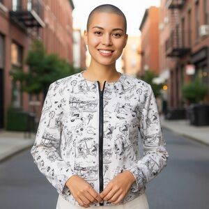 Vintage Zip Blazer Italian Themed Blazer chic print